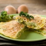 broccoli and feta omelet with toast
